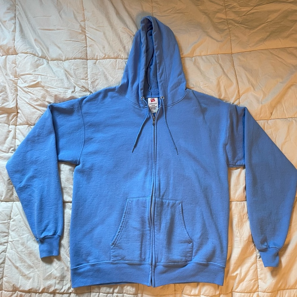 Hanes light blue zip up sweatshirt size medium